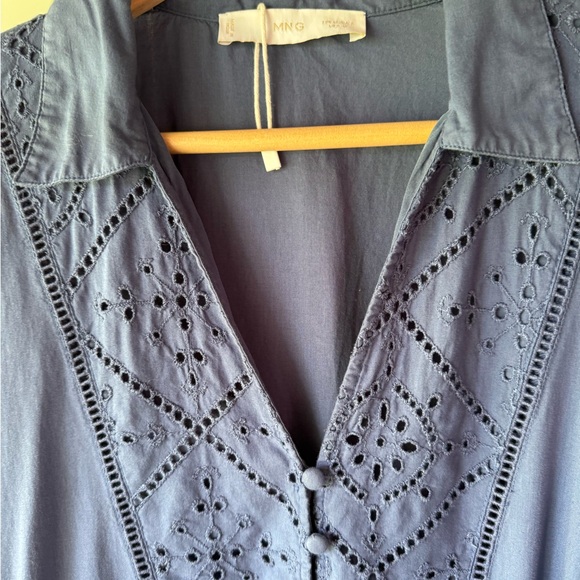 MNG Cotton Long Sleeve Eyelet Dress - Picture 2 of 6